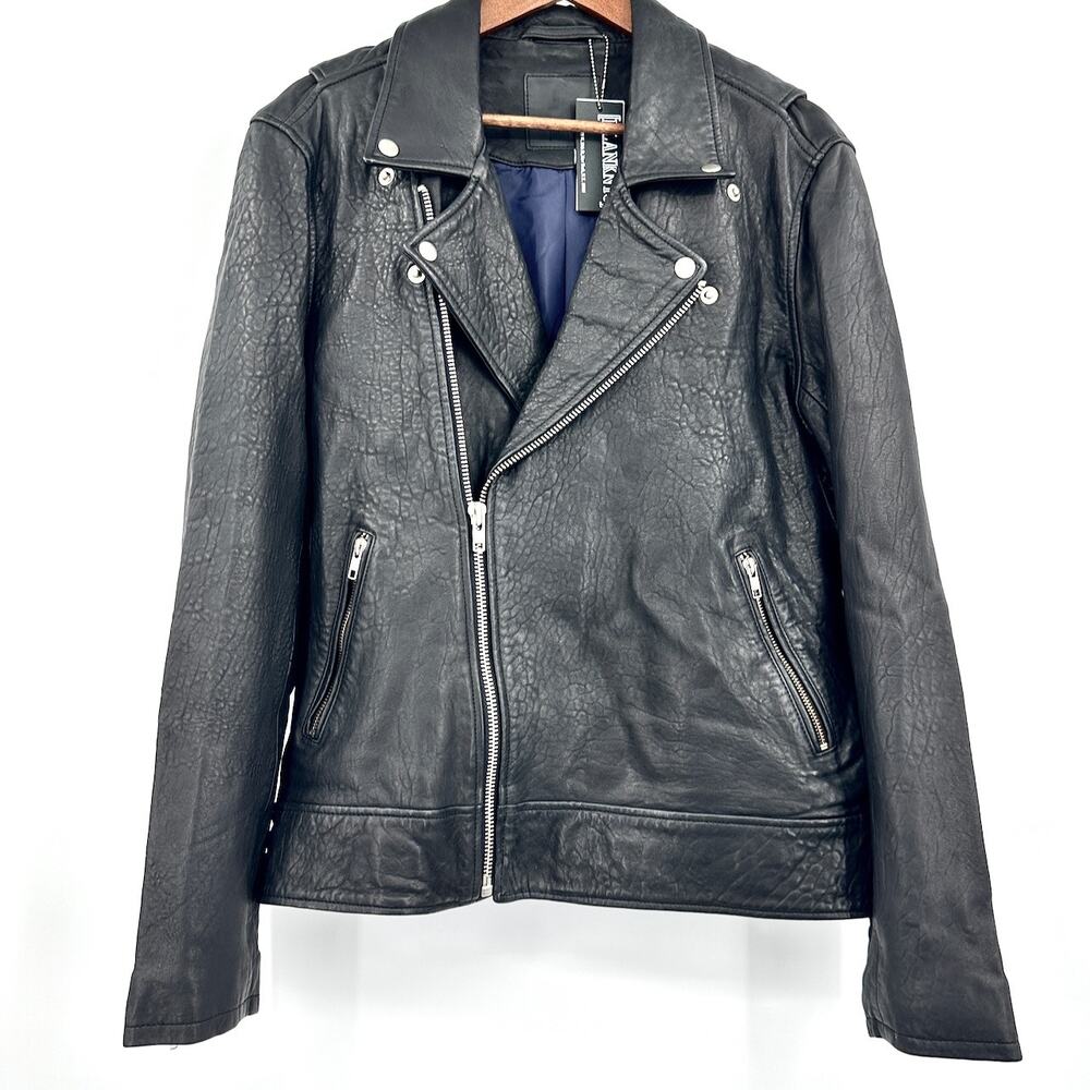 BlankNYC 100% Lambskin Double Down Black Leather Moto Jacket Size Large NWT - Picture 2 of 15